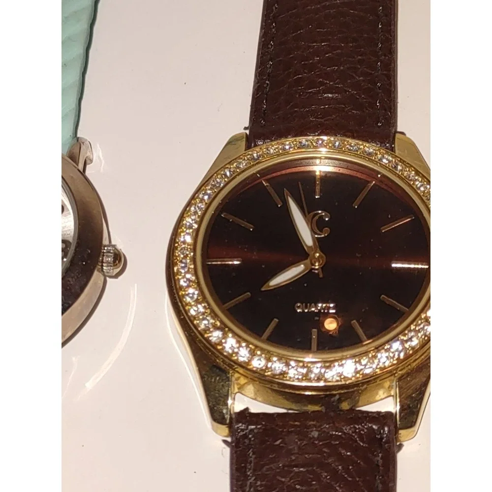 Charming Charlie Watch 2pc Chevron Mint Green Brown Dial Quartz Japan Singapore